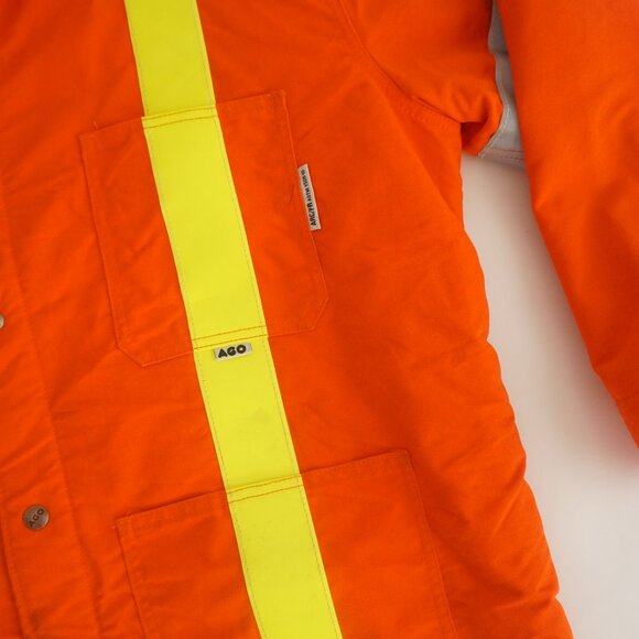 AGO Flame Resistant Endura Ultra Soft Orange Canvas Reflective Button Up Jacket - Picture 7 of 15